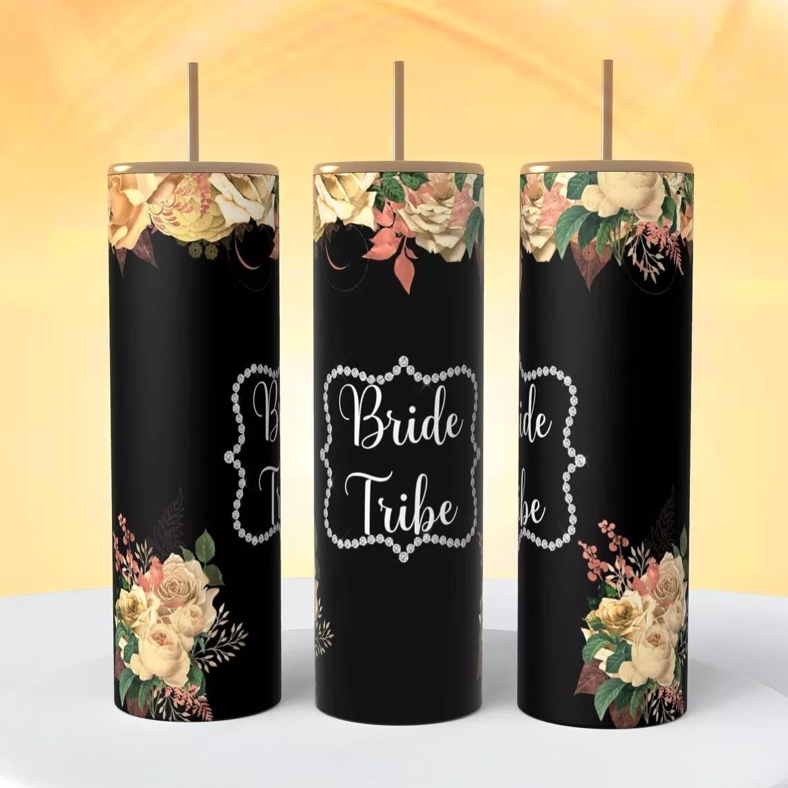 Bride Tribe Boho Flower Wedding 20 Oz Sublimated Tumbler Coffee Cup Insulated