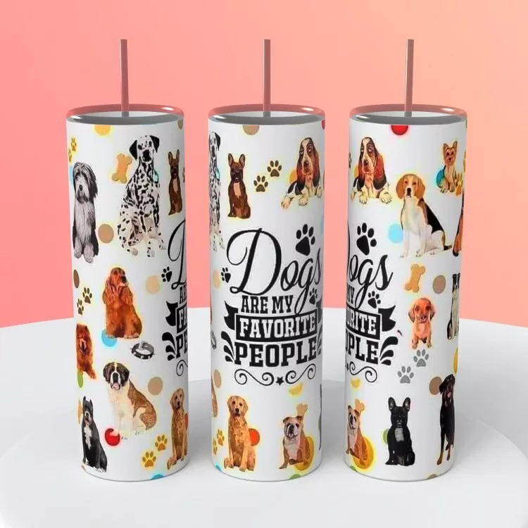 Dogs Are My Favorite People Paw Print On A 20 Ounce Tumbler Insulated Coffee Cup