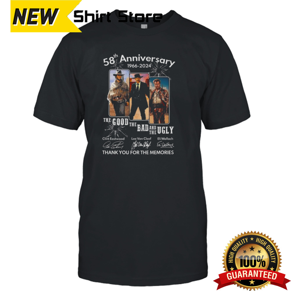 Clint Eastwood 58th Anniversary 1966-2024 The Good The Bad The Ugly Signatures Shirt