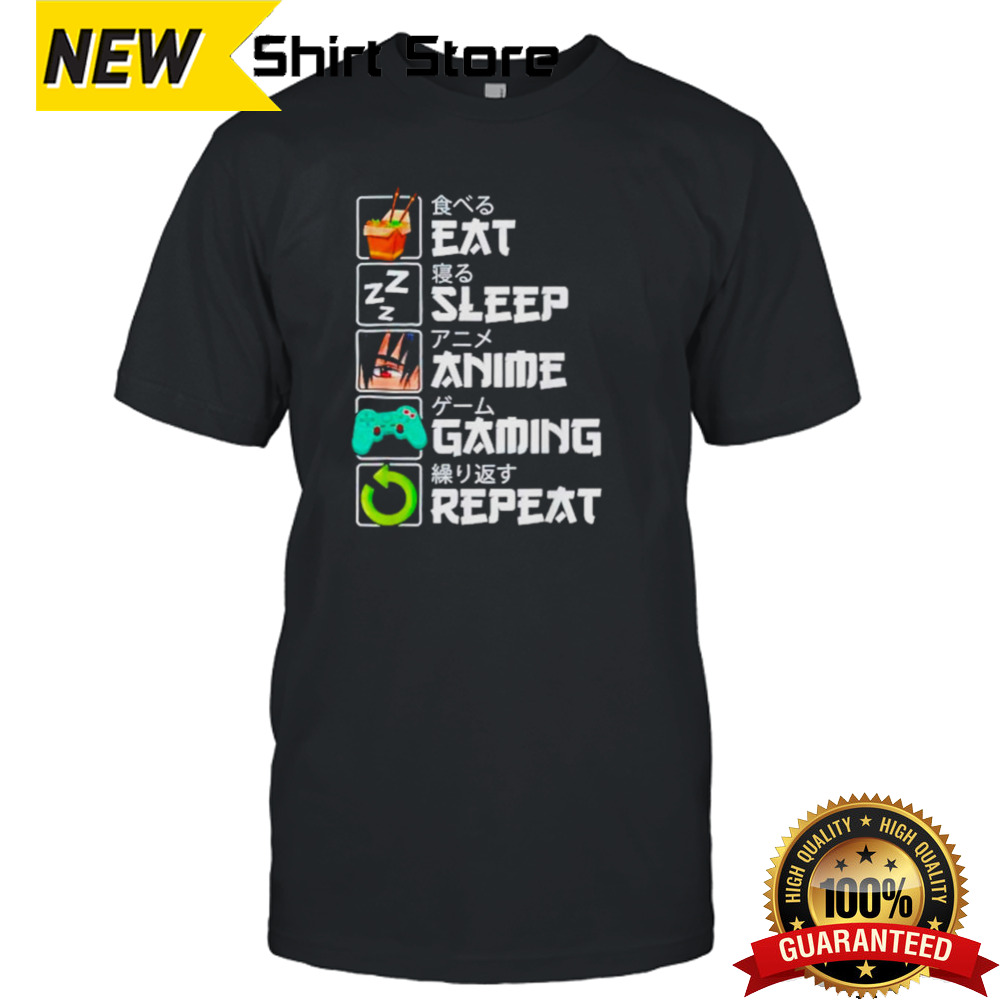 Eat sleep anime gaming repeat shirt