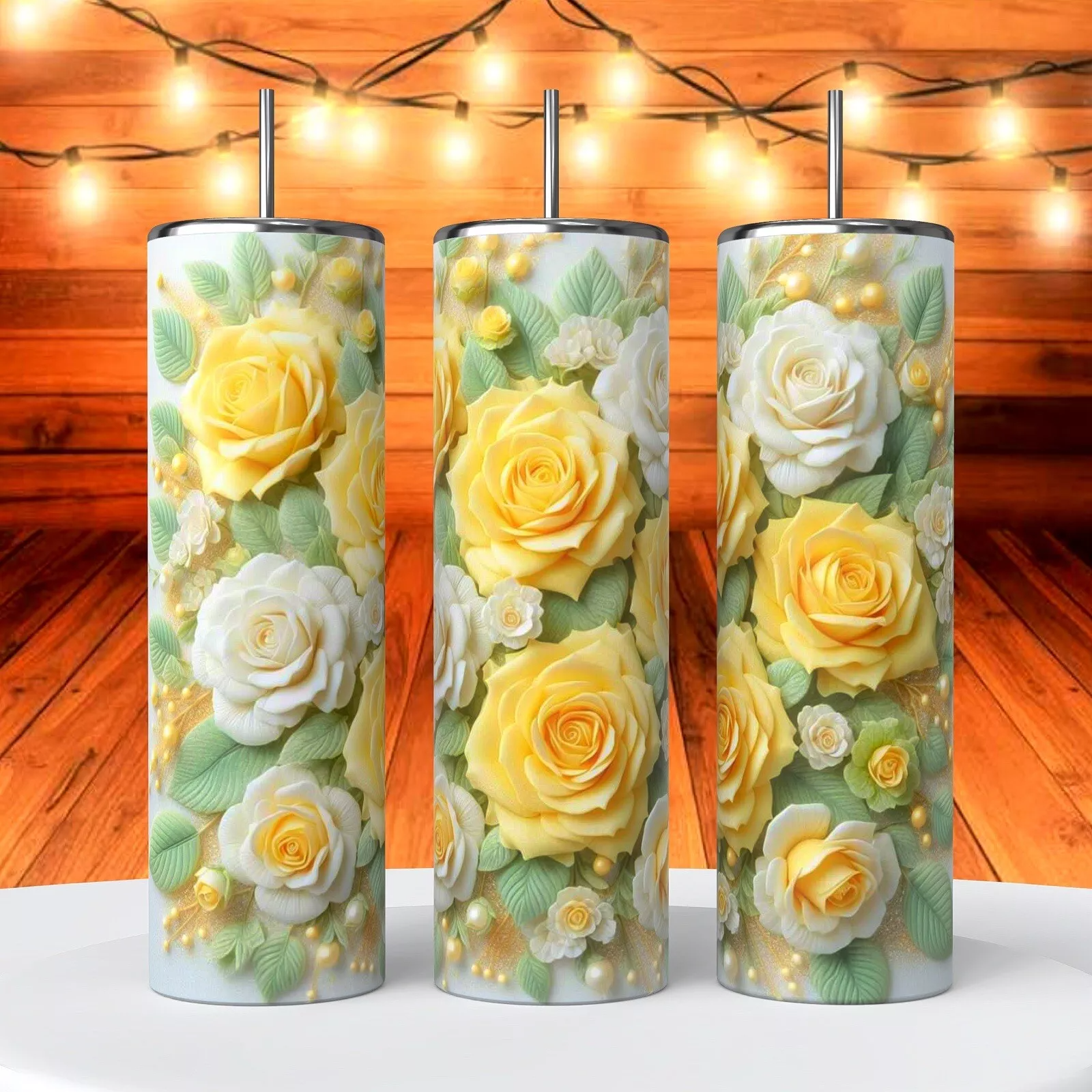 Beautiful Yellow Roses Image 20 Oz Tumbler Coffee Cup Sublimated