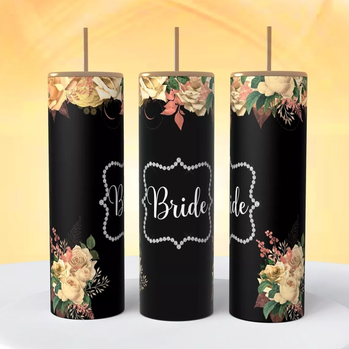 Bride Boho Flowers Wedding On 20 Oz Sublimated Tumbler Coffee Cup Insulated