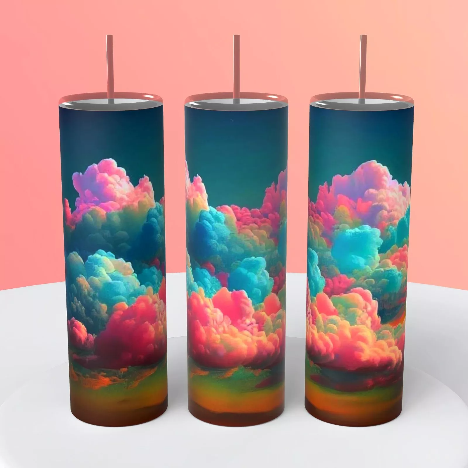 Cotton Candy Clouds Sky Wish Tumbler 20 Ounce Insulated Coffee Cup