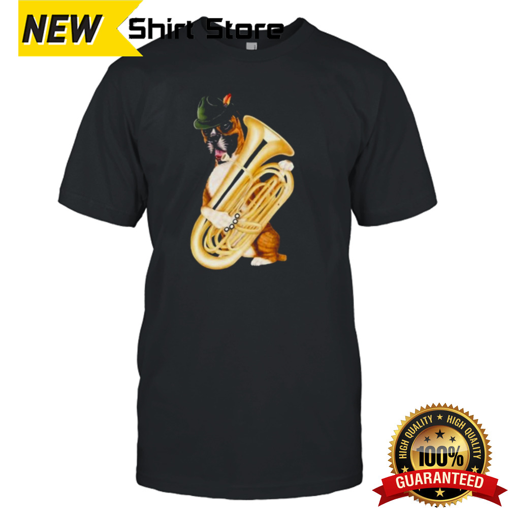 Dogs Dog Playing The Tuba Boxer Cute Dog Kids shirt