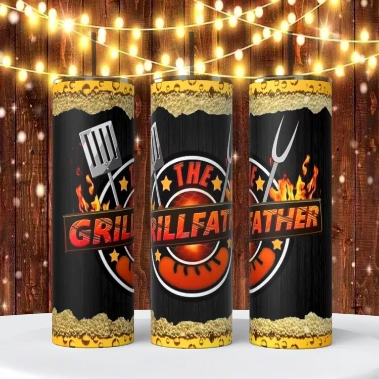 Grillfather Father's Day Sublimated On A 20 Ounce Tumbler Insulated Coffee Cup