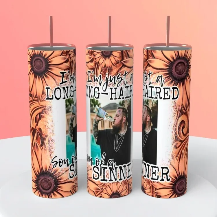 Jelly Roll Long Haired Son Of A Sinner On 20 Ounce Tumbler Insulated Coffee Cup