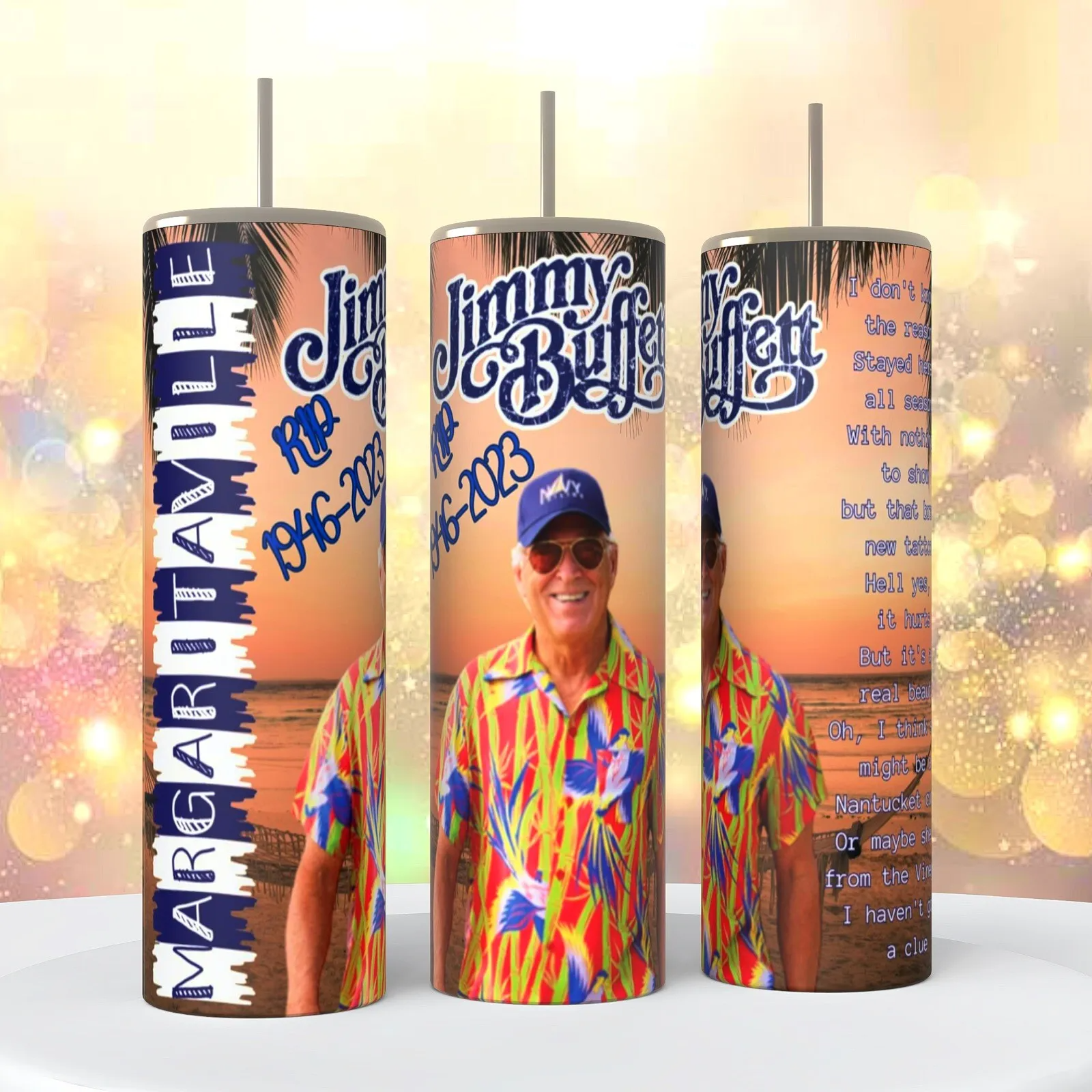 Jimmy Buffett Margaritaville Remembrance On 20 Oz Tumbler Insulated Coffee Cup