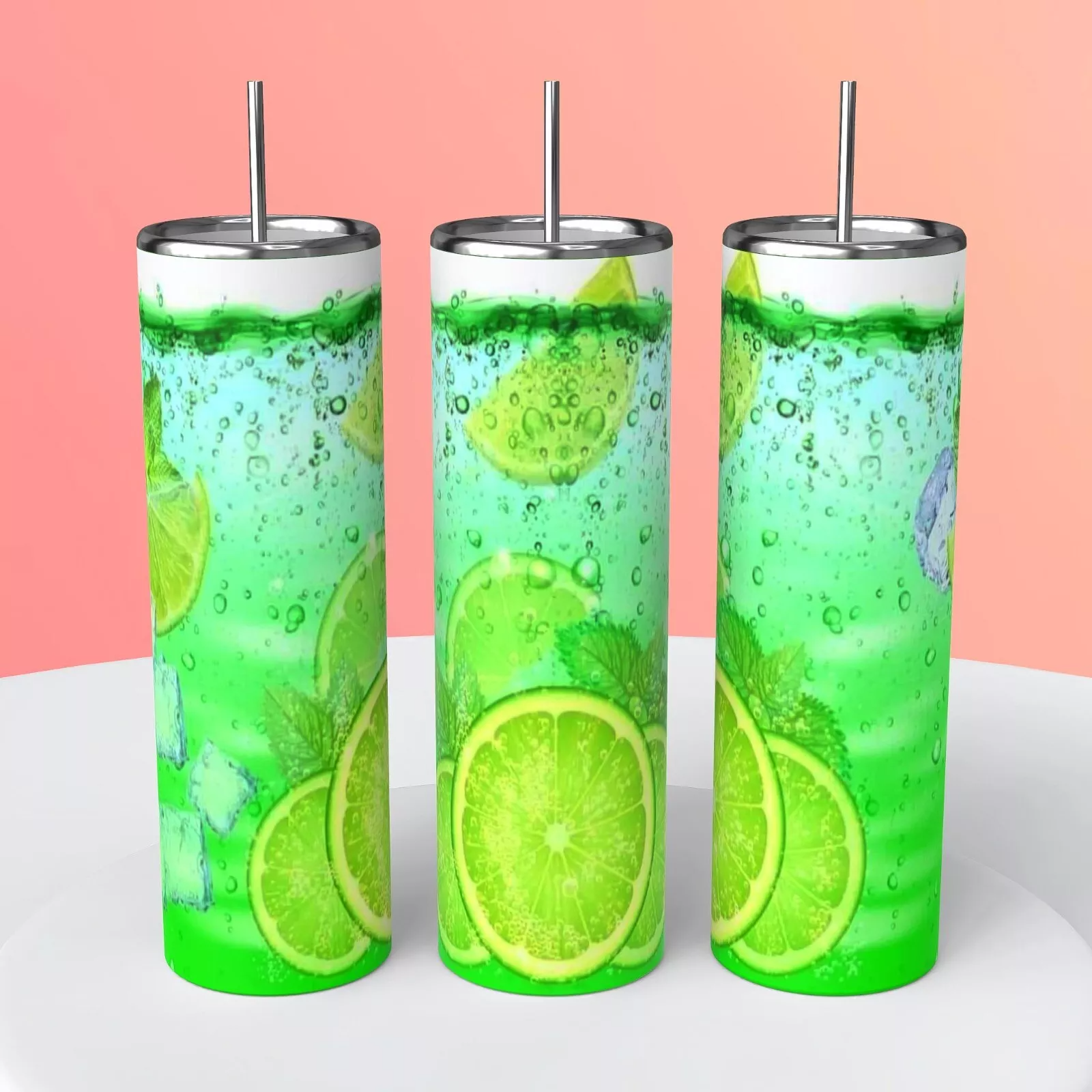 Limeade Summer Drink Ice Refreshing On A 20 Ounce Tumbler Insulated Coffee Cup