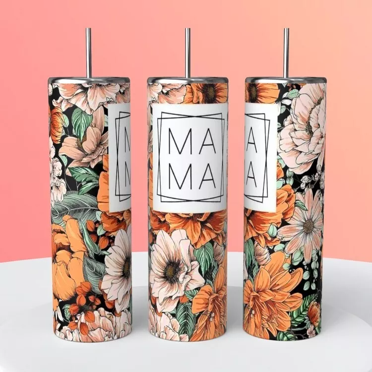 Mama Neutral Boho Flowers A 20 Ounce Tumbler Insulated Coffee Cup