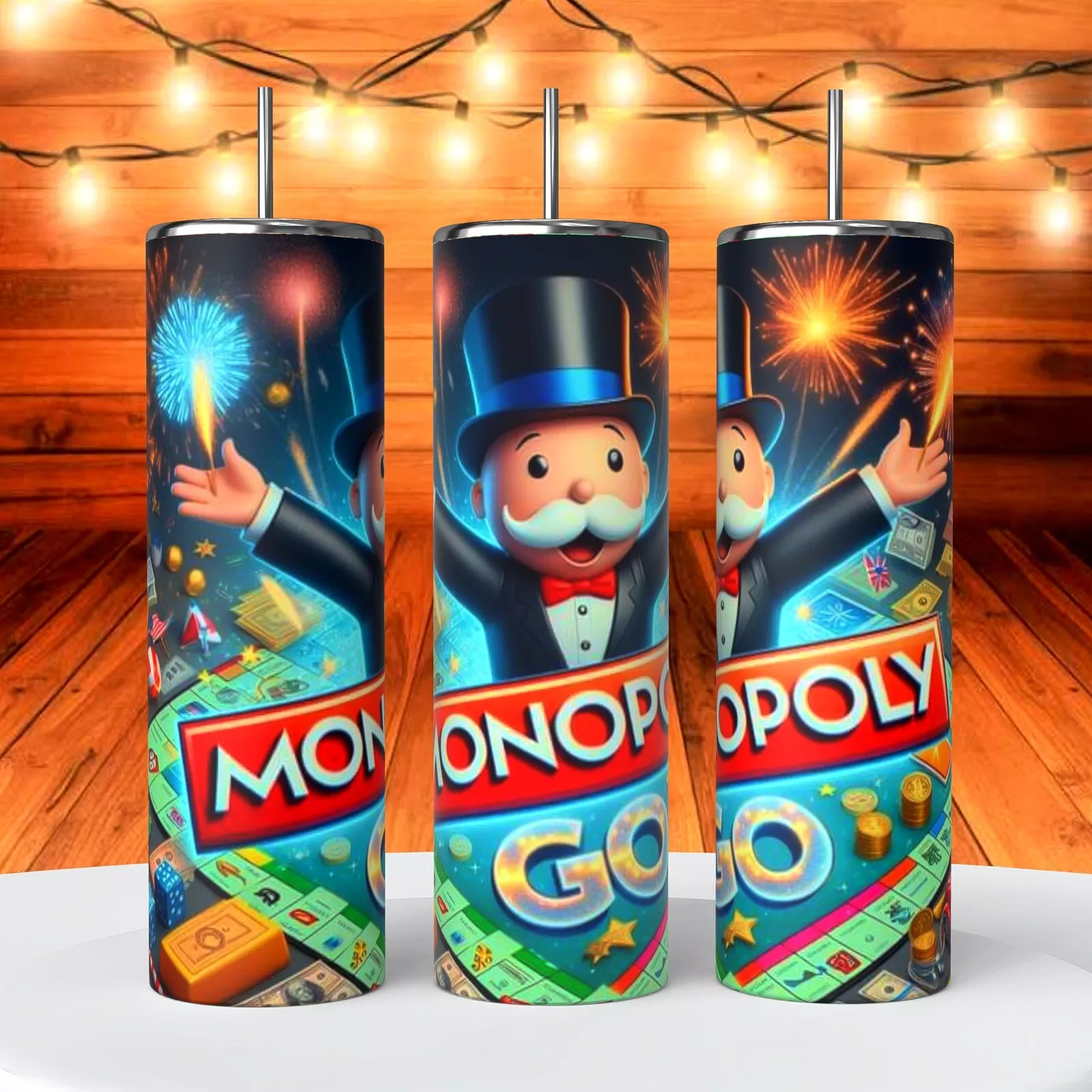 Monopoly Go Board Game Player Classic 20 Oz Tumbler Coffee Cup Sublimation