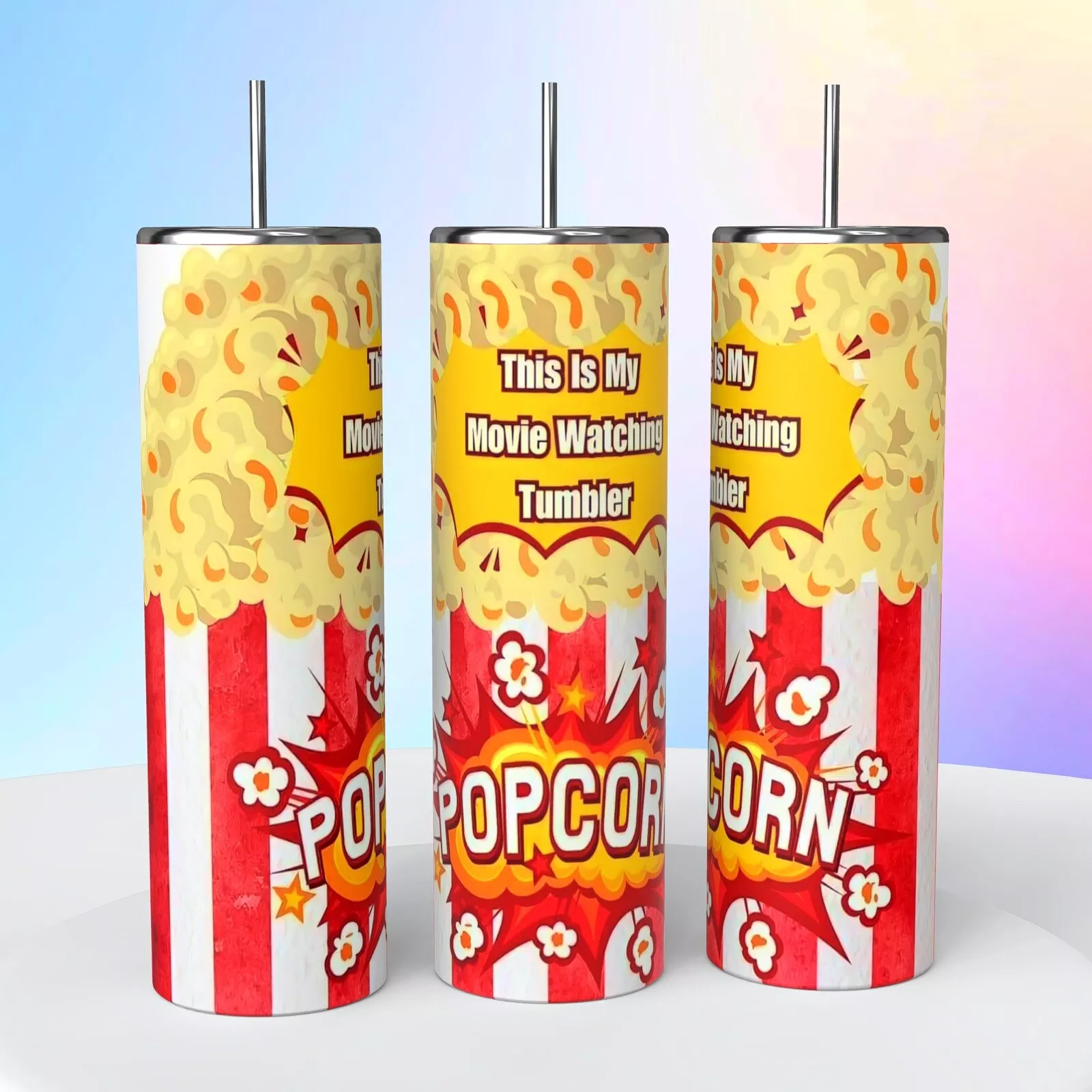 My Popcorn Movie Watching Tumbler On A 20 Oz Tumbler Insulated Coffee Cup