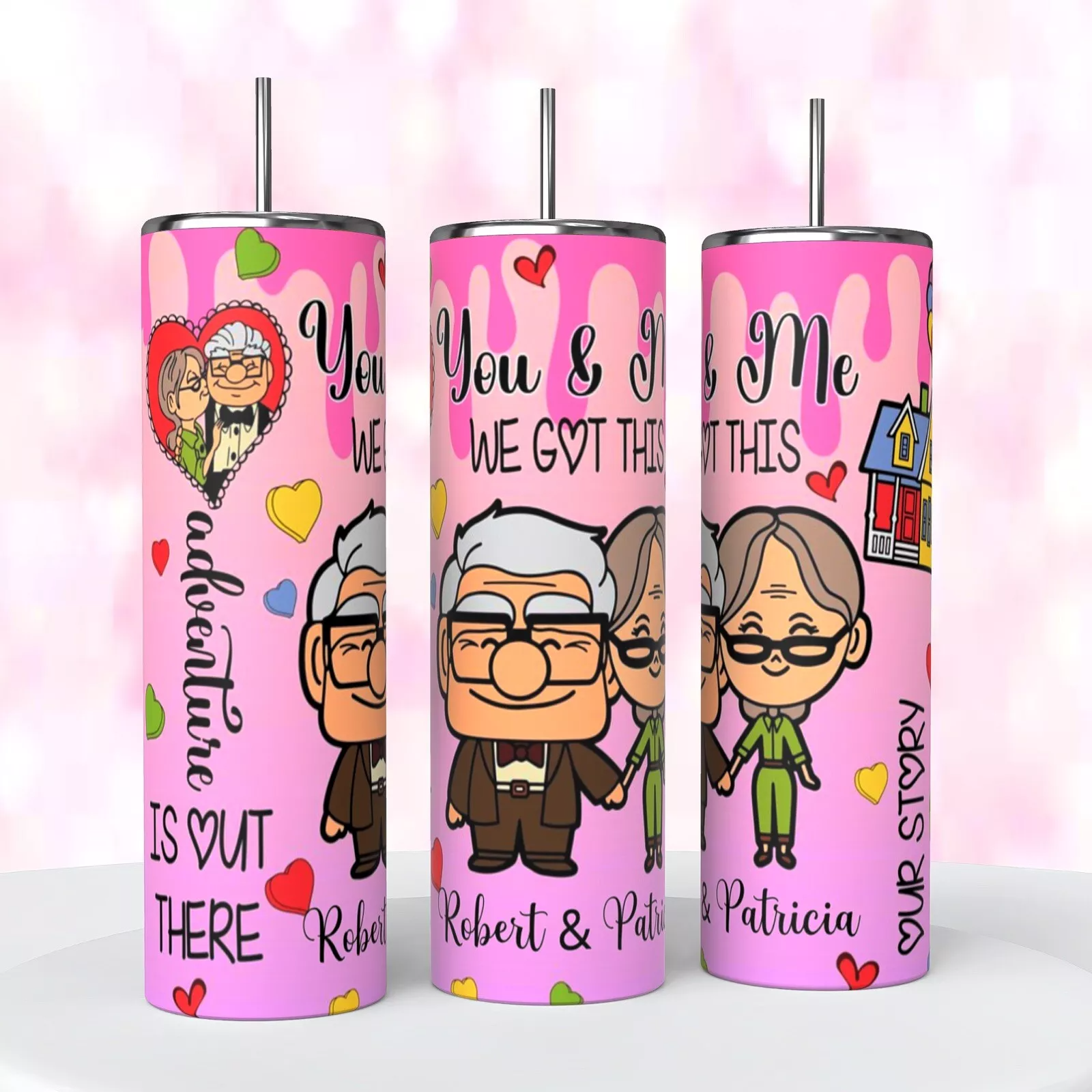 Personalized Valentine’s Day Up Adventure 20 Oz Tumbler Coffee Carl Ellie