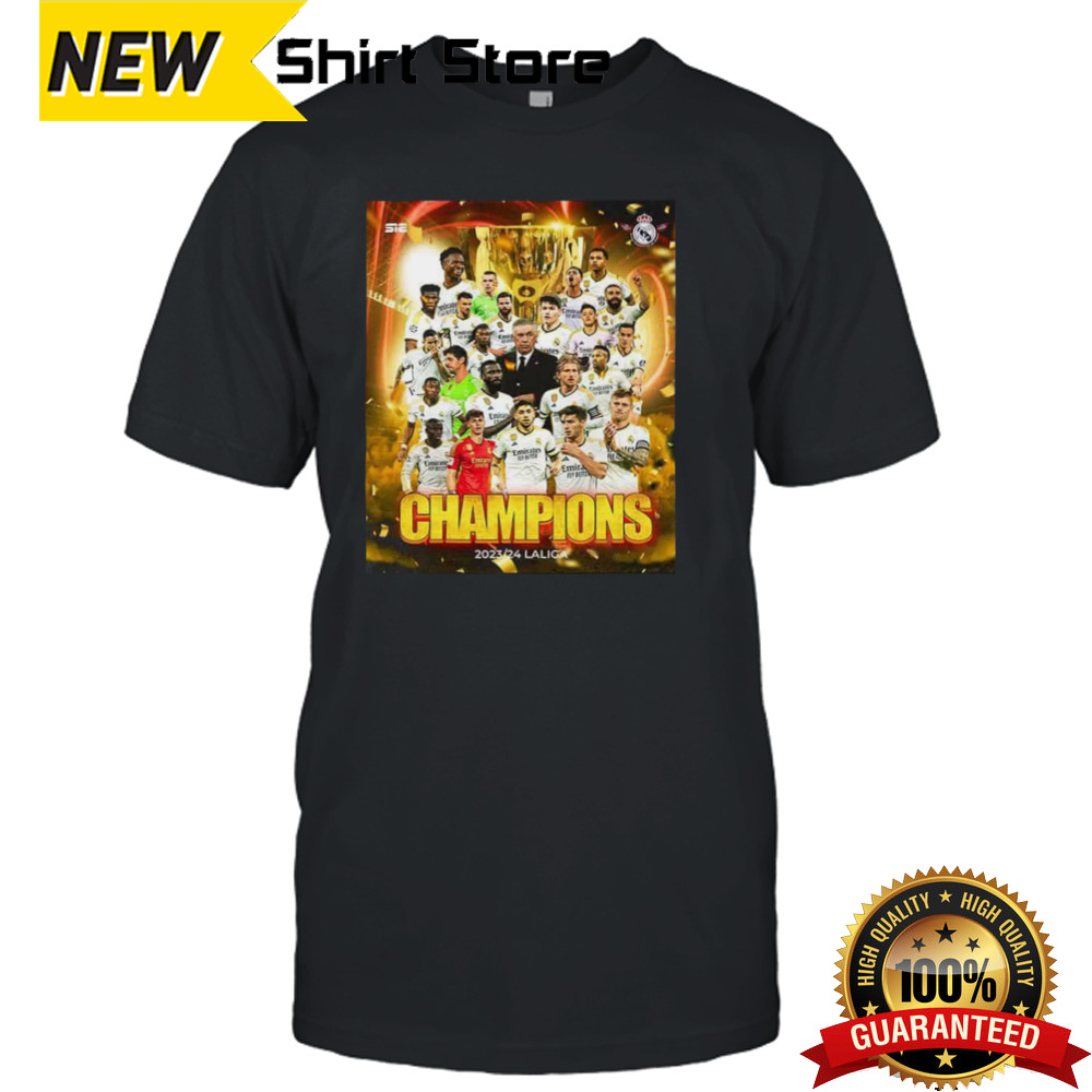 Real Madrid Receives Its 36th Laliga Ea Sports Title Congratulations Champion 2023-24 T-Shirt