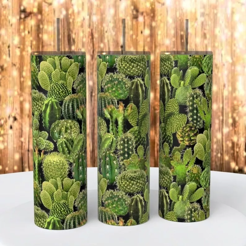 Realistic Cacti Cactus Desert Tumbler 20 Ounce Insulated Coffee Cup