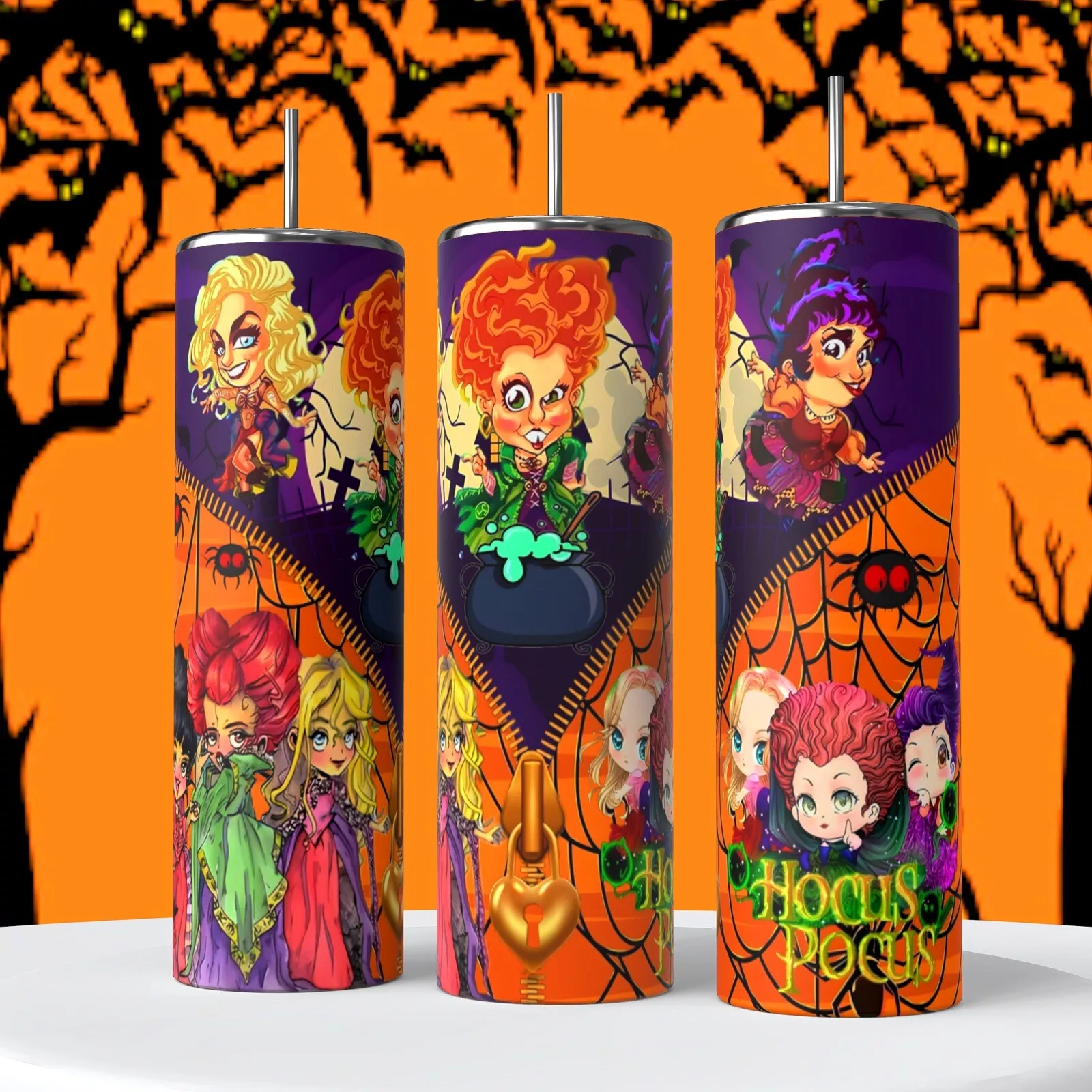 Sister Witches Cartoon Hocus On 20 Oz Tumbler Insulated Coffee Cup