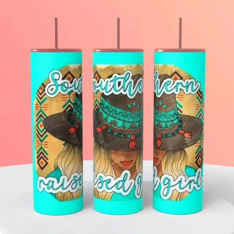 Southern Raised Girl Aztec Country On A 20 Ounce Tumbler Insulated Coffee Cup