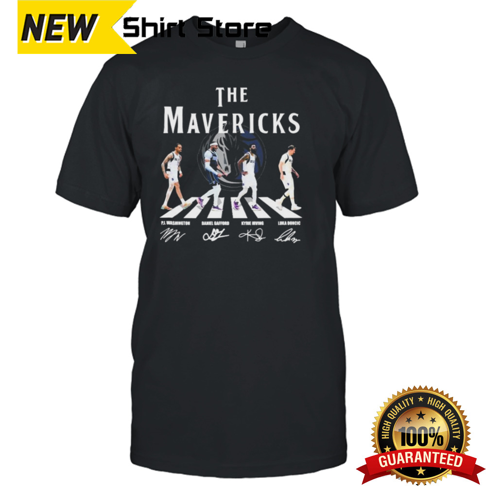 The Mavericks Abbey Road Pj Washington Daniel Gafford Kyrie Irving And Luka Doncic Signatures Shirt