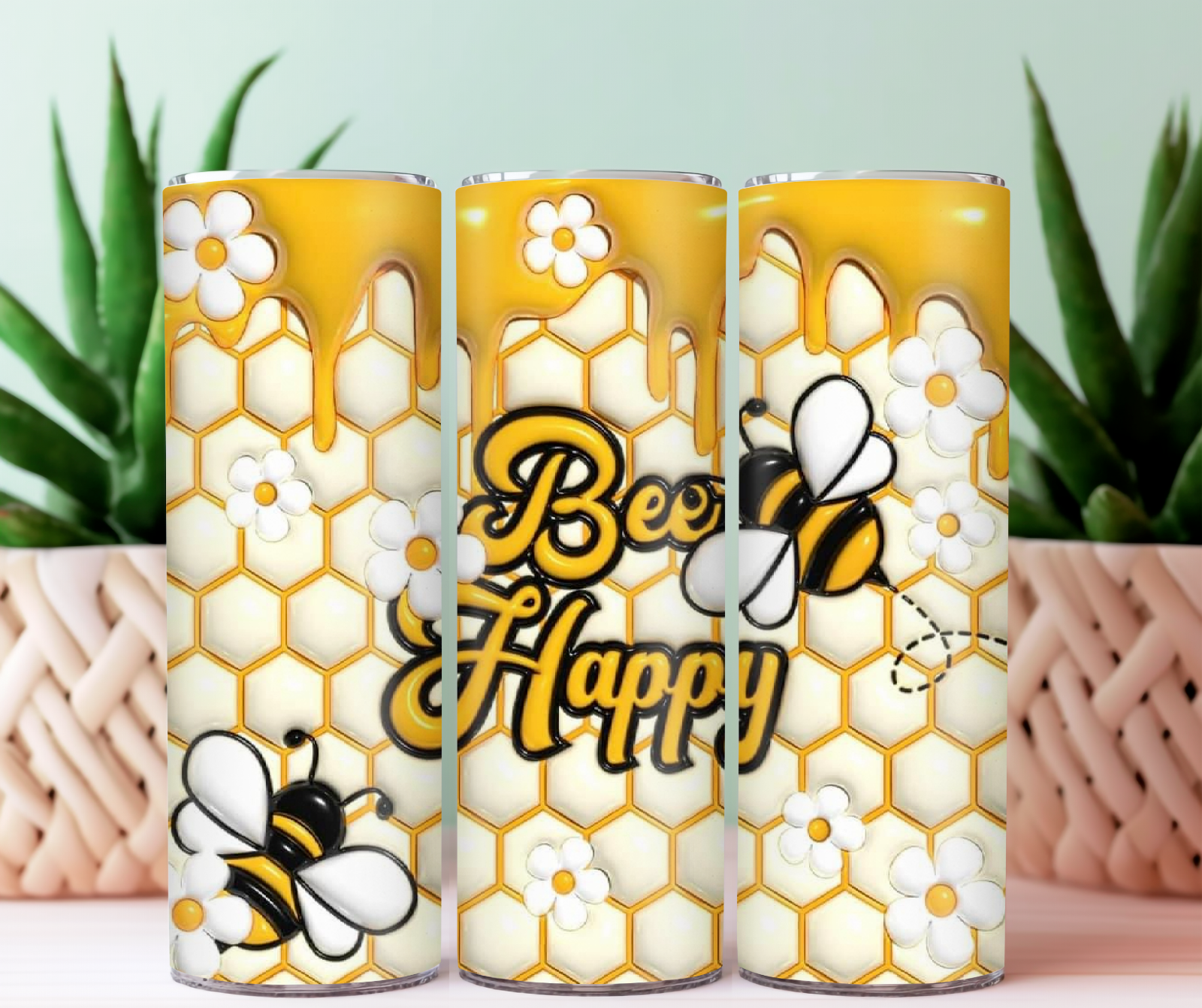 Tumbler Skinny 20oz - Inflated - Bee Happy - Travel Cup