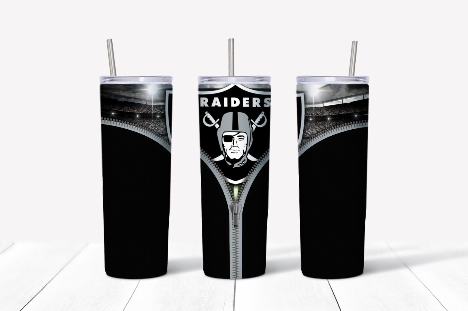 Tumbler Skinny 20oz With Lid - Zipper Las Vegas Raiders - Nfl