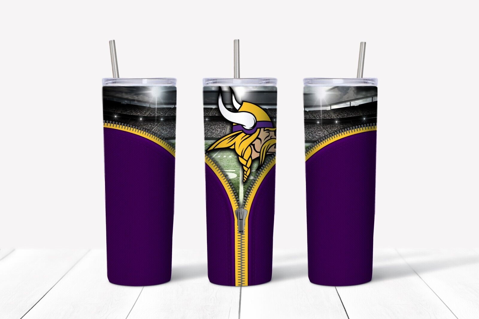 Tumbler Skinny 20oz With Lid - Zipper Minnesota Vikings - Nfl