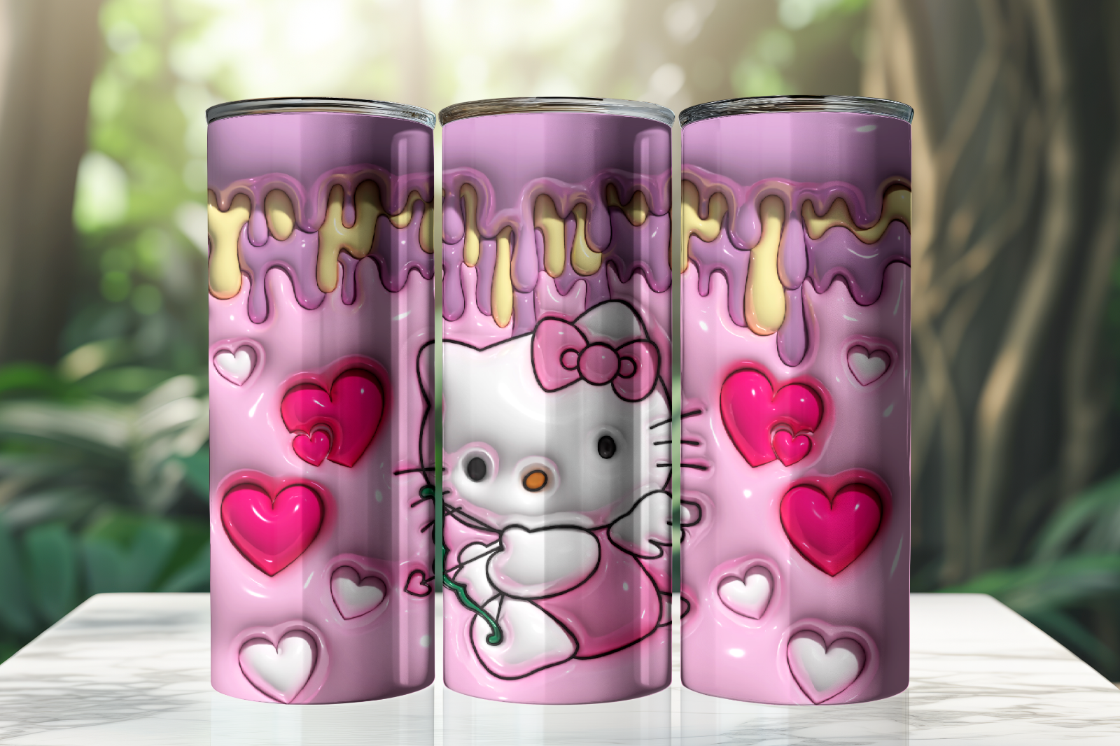 Tumbler Skinny 20oz -inflated - Hello Kitty Shooting At Hearts With A Bow