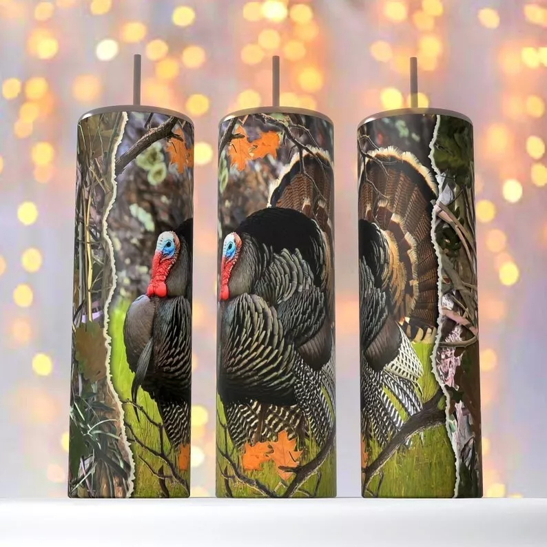 Turkey Hunting Camo 20 Ounce Sublimated Tumbler Insulated Coffee Cup