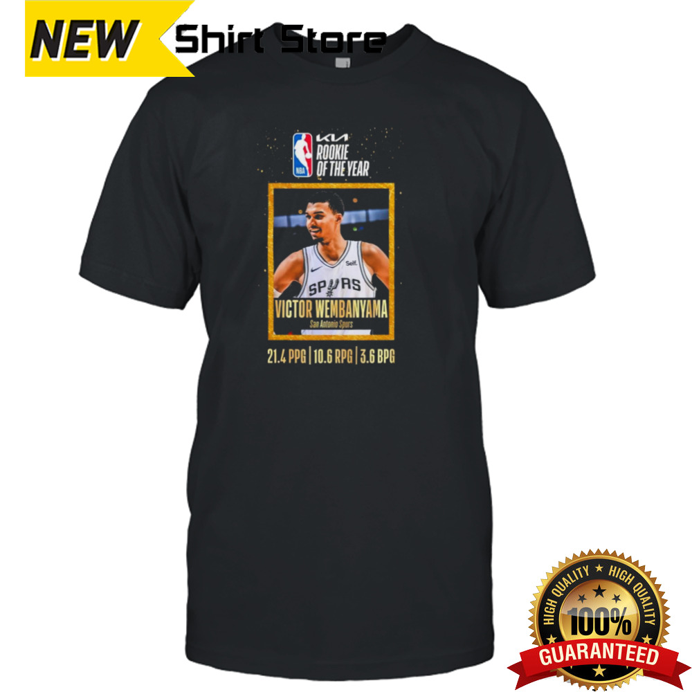 Victor Wembanyama is the recipient of the Wilt Chamberlain Trophy as the 2023-24 Kia NBA Rookie of the Year Shirt