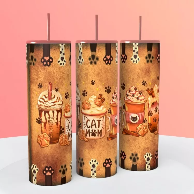 Cat Mom Coffee Latte Mocha Tumbler 20 Ounce Insulated Coffee Cup