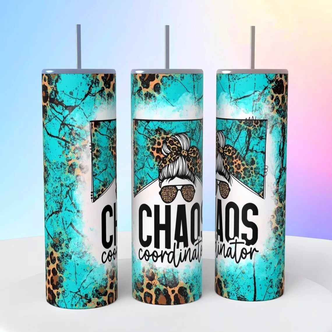 Chaos Coordinator Messy Bun On A 20 Oz Sublimated Tumbler Coffee Cup