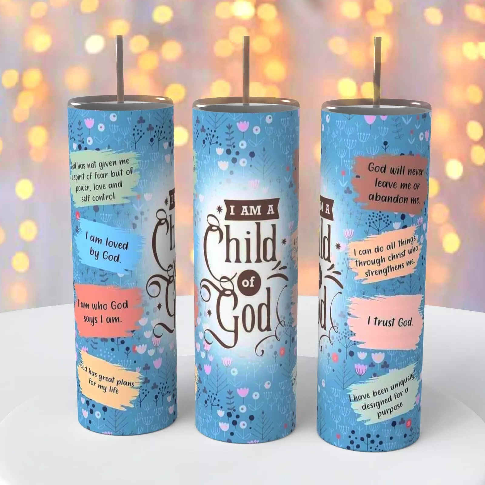 Child Of God Affirmation Quotes Tumbler 20 Ounce Insulated Coffee Cup