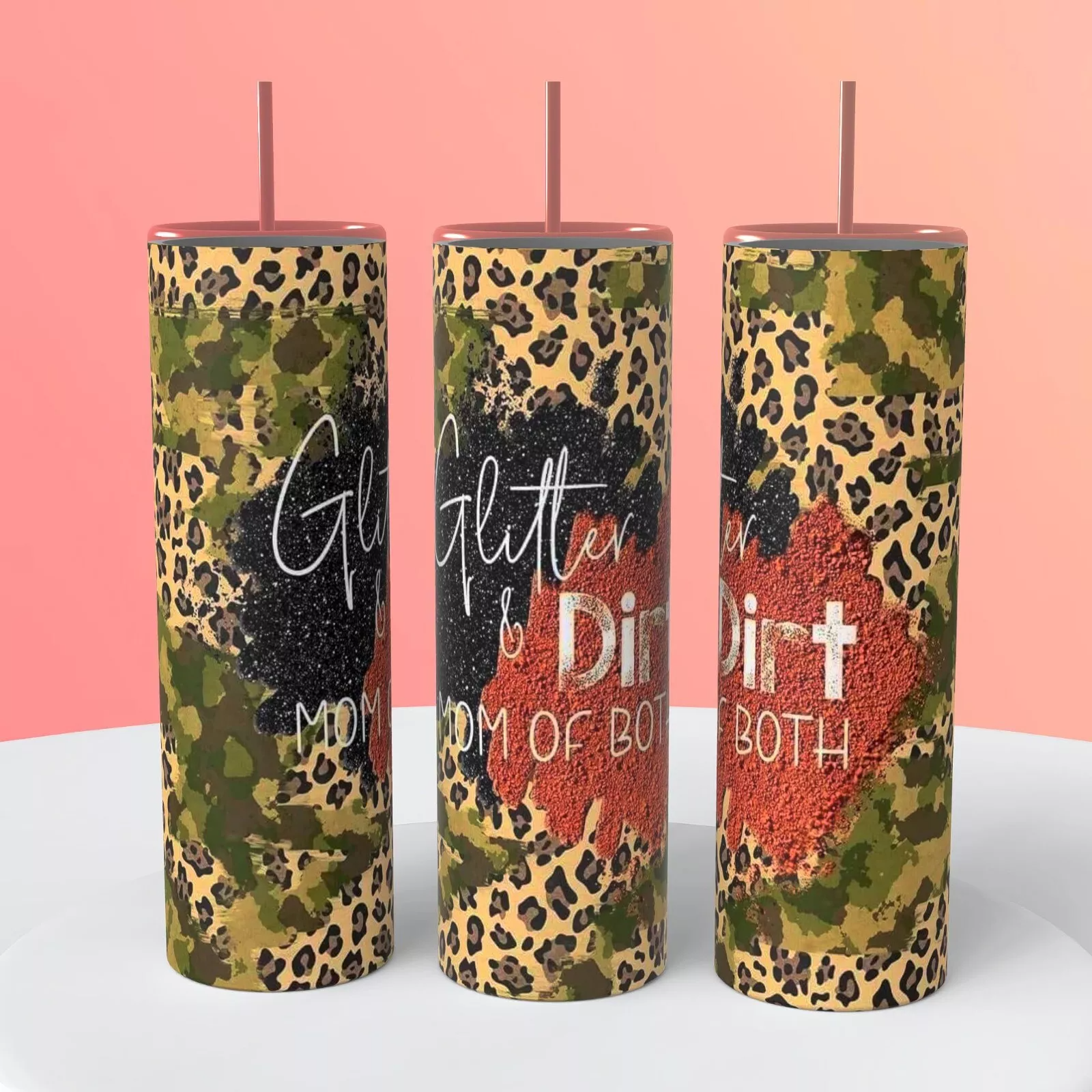 Glitter And Dirt Mom Of Both On A 20 Ounce Tumbler Insulated Coffee Cup