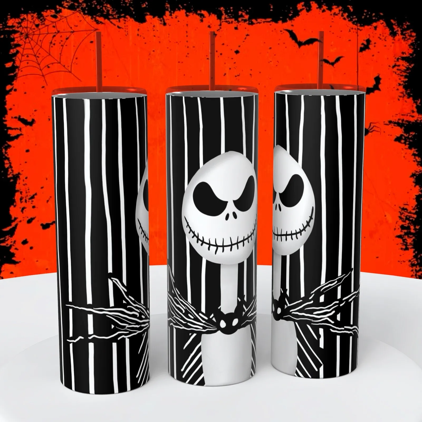 Halloween Jack Skeleton Nightmare On A 20 Oz Tumbler Insulated Coffee Cup