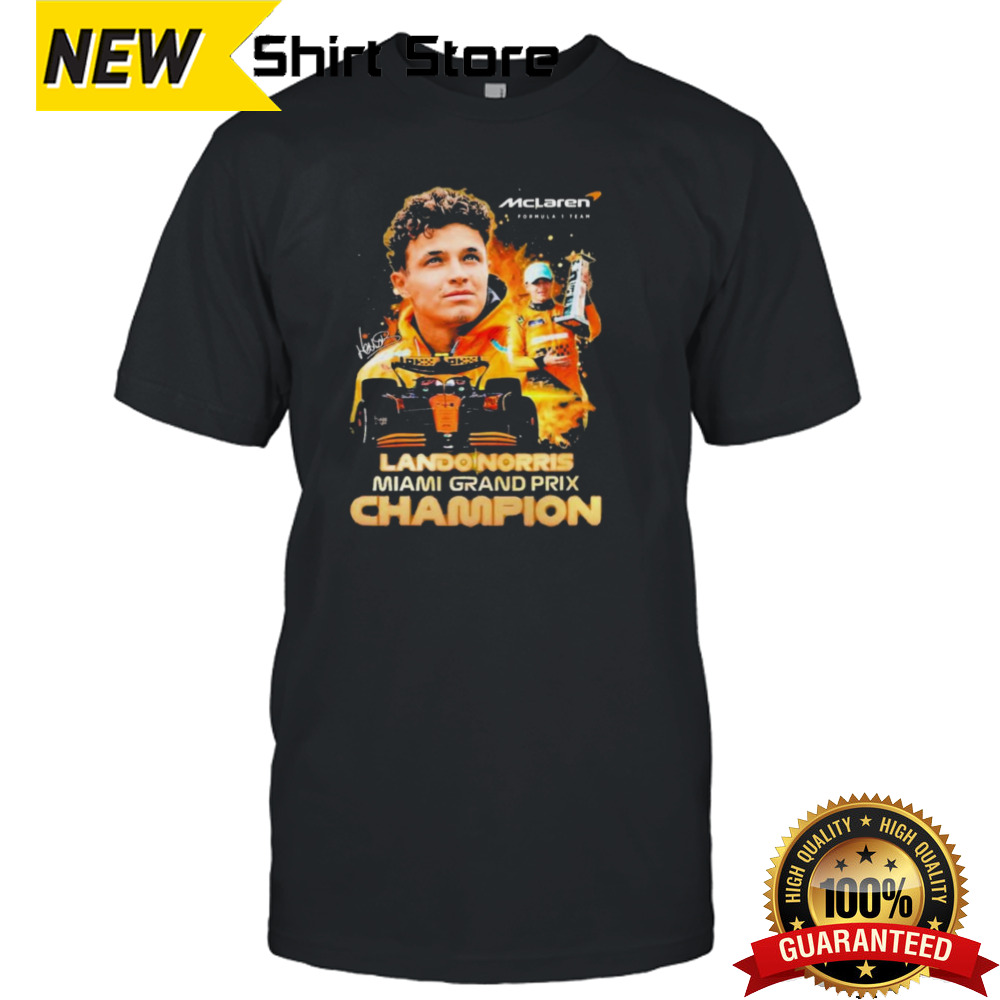 Mclaren Formula 1 Team Lando Norris Miami Grand Prix Champion Signature Shirt