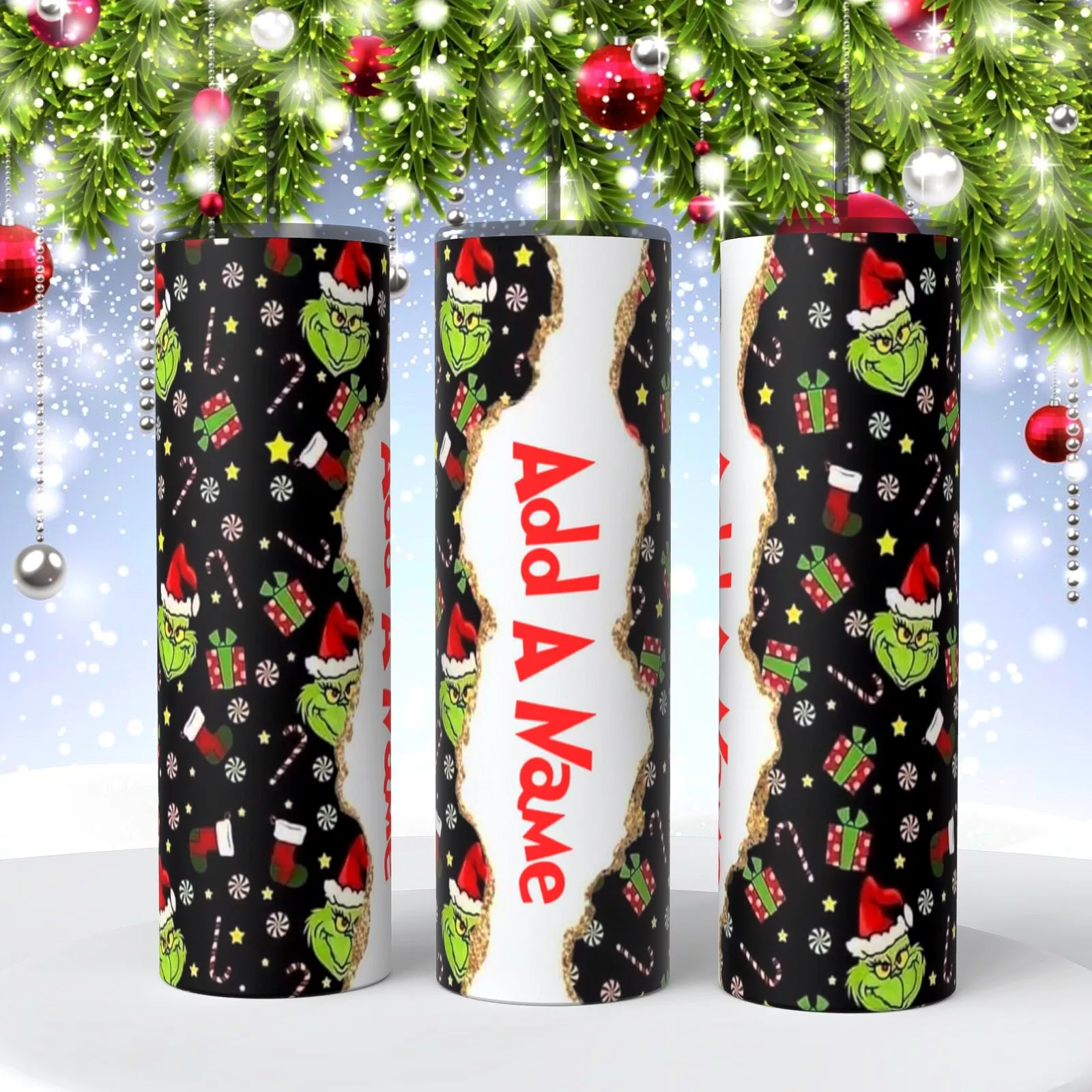 Personalized Christmas Green Hairy Monster On 20 Oz Tumbler Insulated Coffee Cup