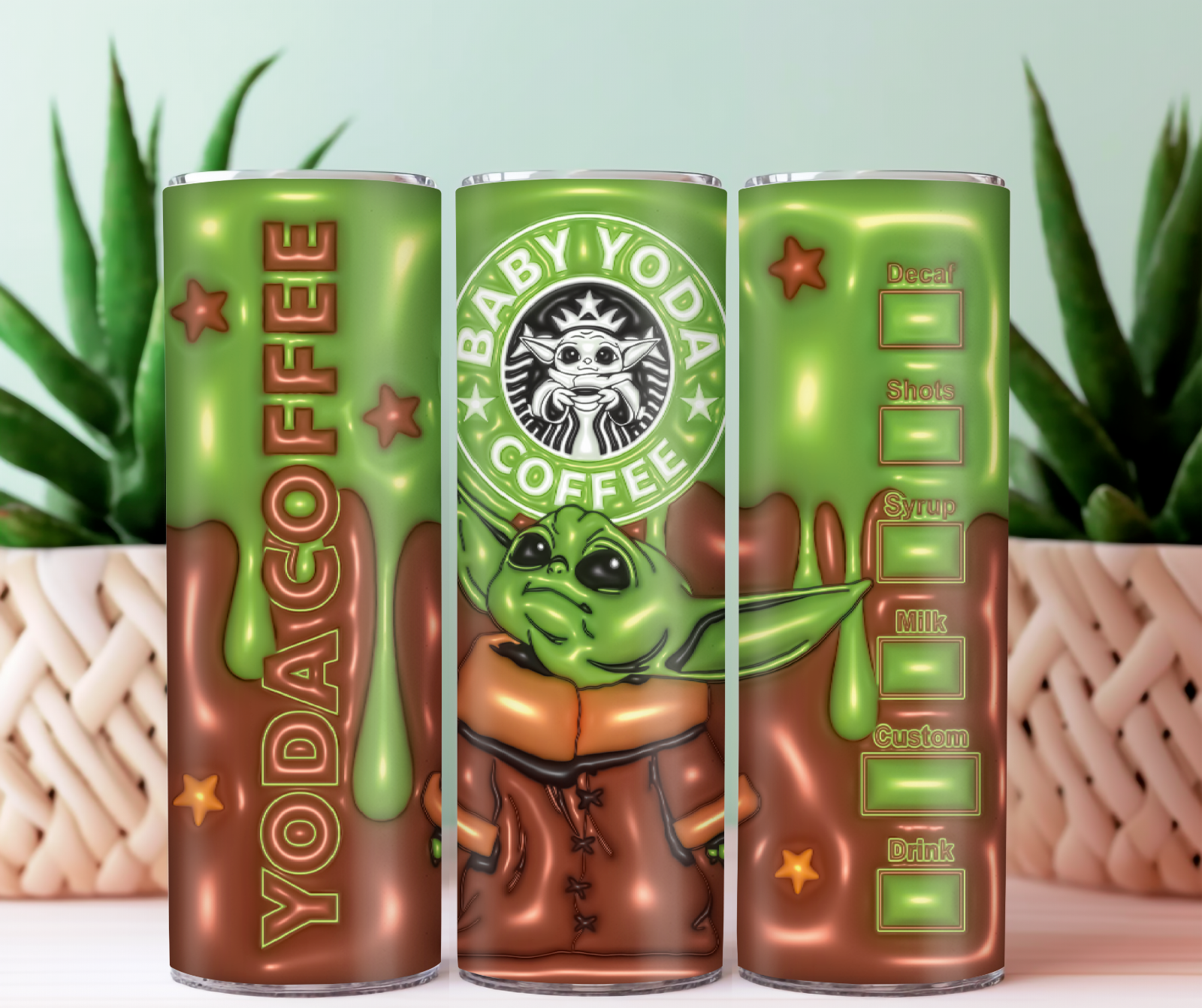 Tumbler Skinny 20oz With Lid - Star Wars Baby Yoda Coffee Starbucks