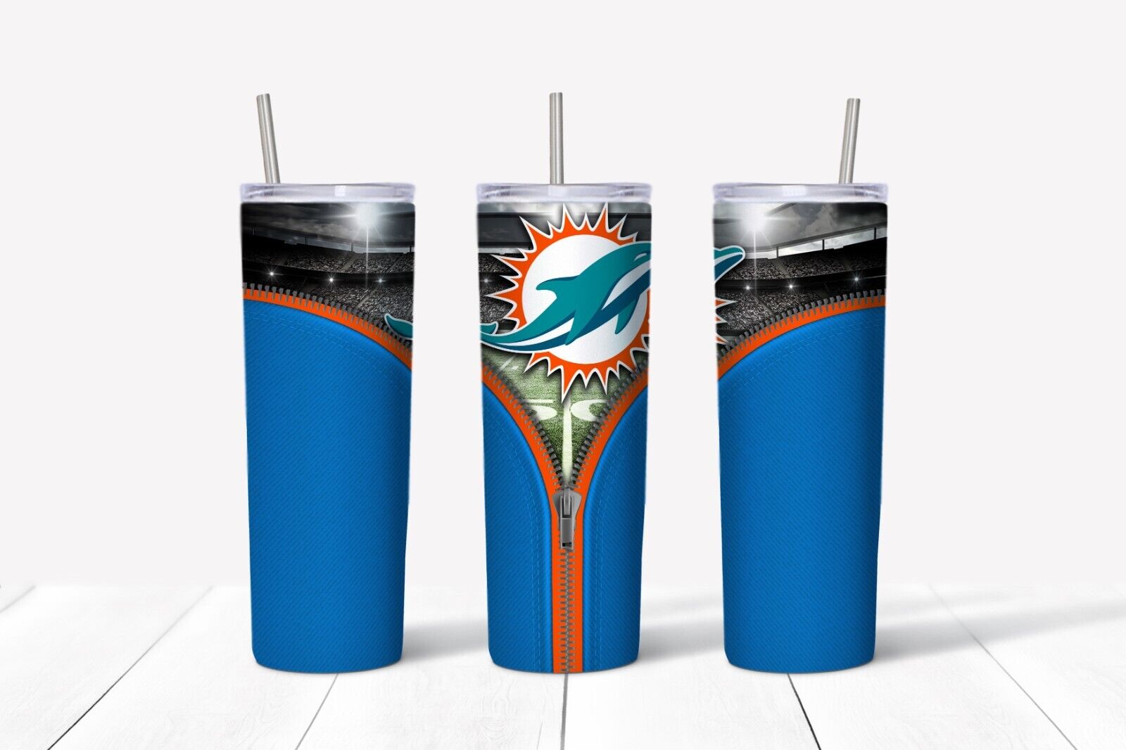 Tumbler Skinny 20oz With Lid - Zipper Miami Dolphins - Nfl