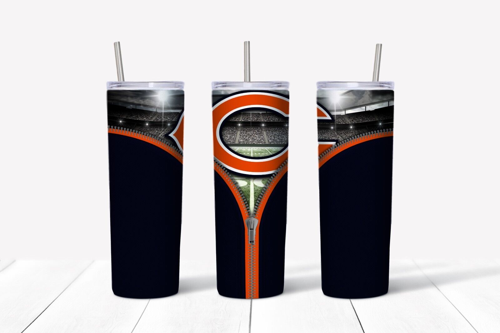 Tumbler Skinny 20oz With Lid -zipper Chicago Bears - Nfl