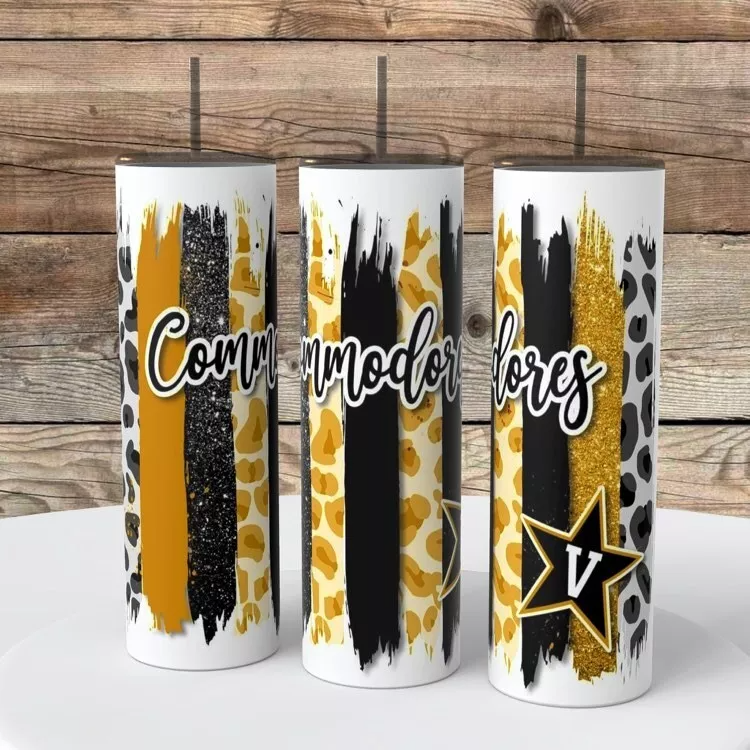 Vanderbilt Commodores Brush Strokes Tumbler 20 Ounce Insulated Coffee Cup