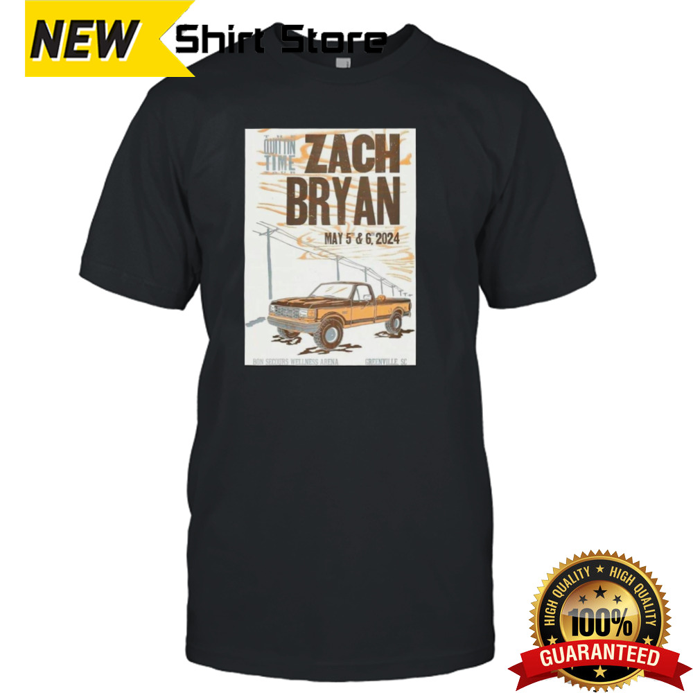 The Quittin Time Tour Zach Bryan May 5th And 6th 2024 Bon Secours Wellness Arena Green Ville SC T-Shirt