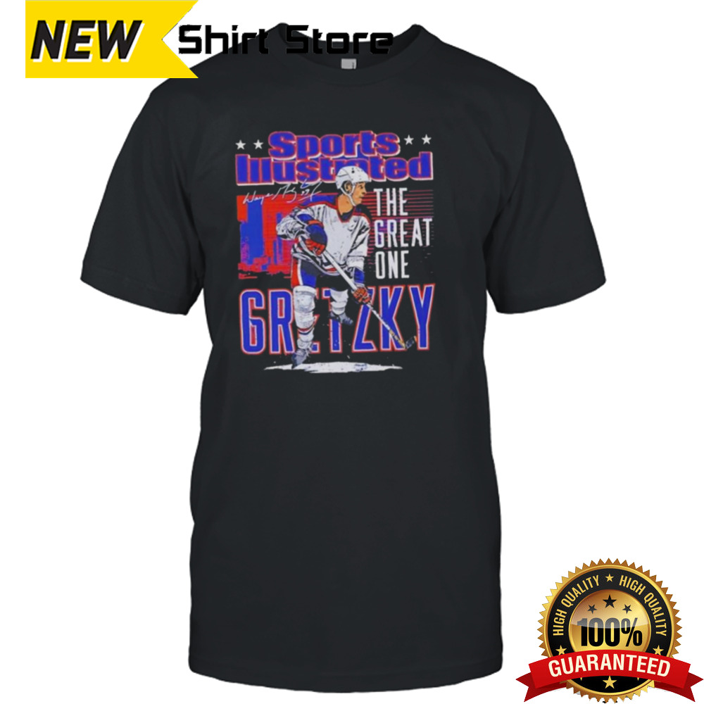 Edmonton Oilers Wayne Gretzky The Great One Sports Illustrated And Edmonton Skyline Signature Shirt