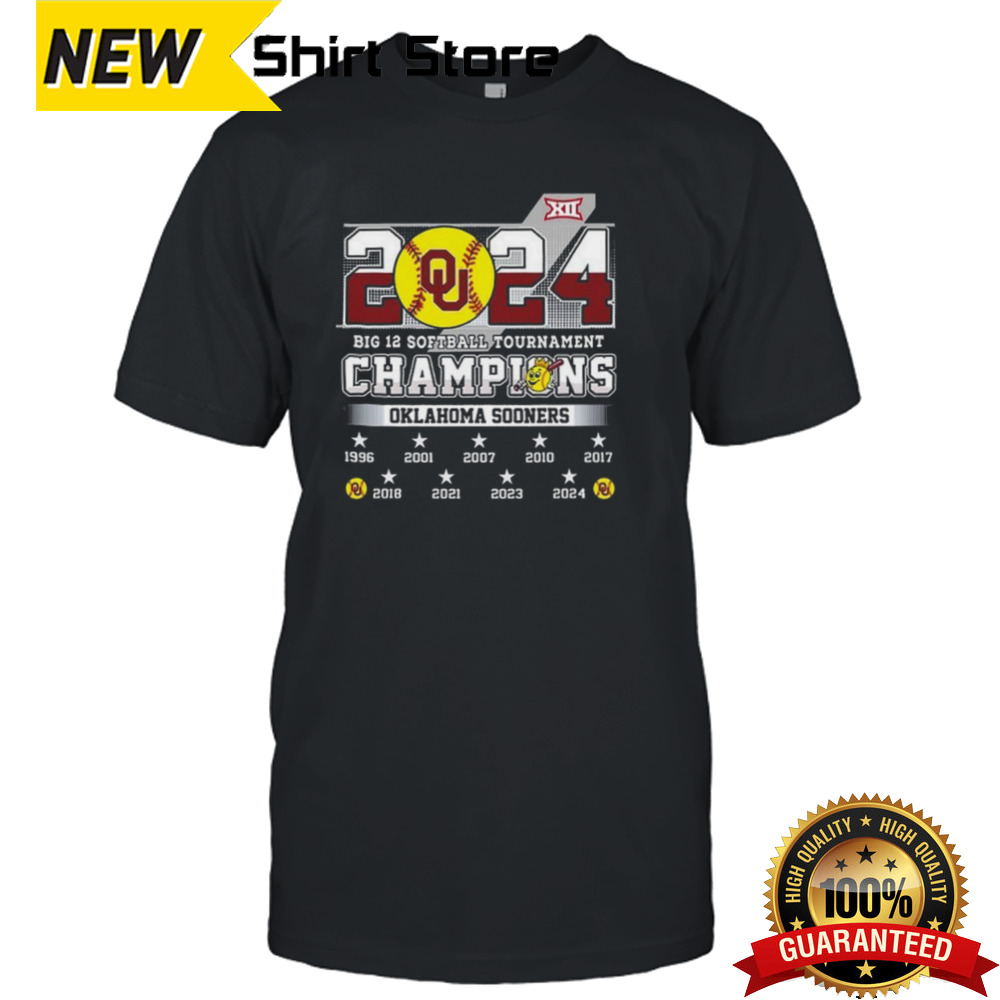 Oklahoma Sooners Big 12 Softball Tournament 2024 Champions 1996-2024 Shirt