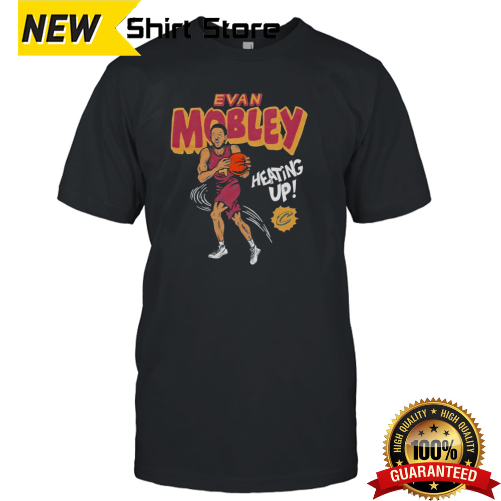 Cleveland Cavaliers Evan Mobley heating up comic book shirt