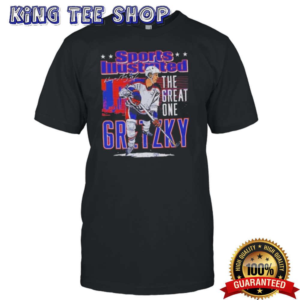 Edmonton Oilers Wayne Gretzky The Great One Sports Illustrated And Edmonton Skyline Signature Tee Edmonton Oilers Wayne Gretzky The Great One Sports Illustrated And Edmonton Skyline Signature Tee