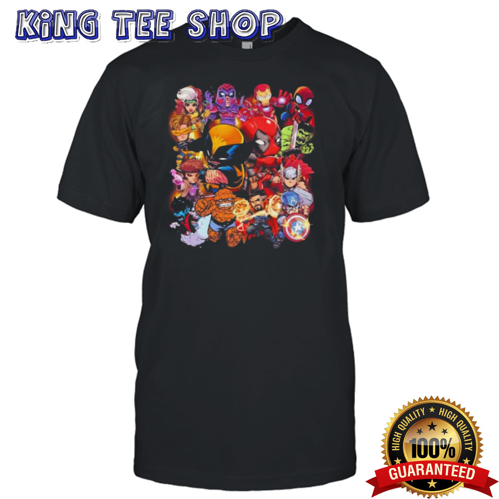 Marvel Studios Chibi Characters X Deadpool Wolverine Tee