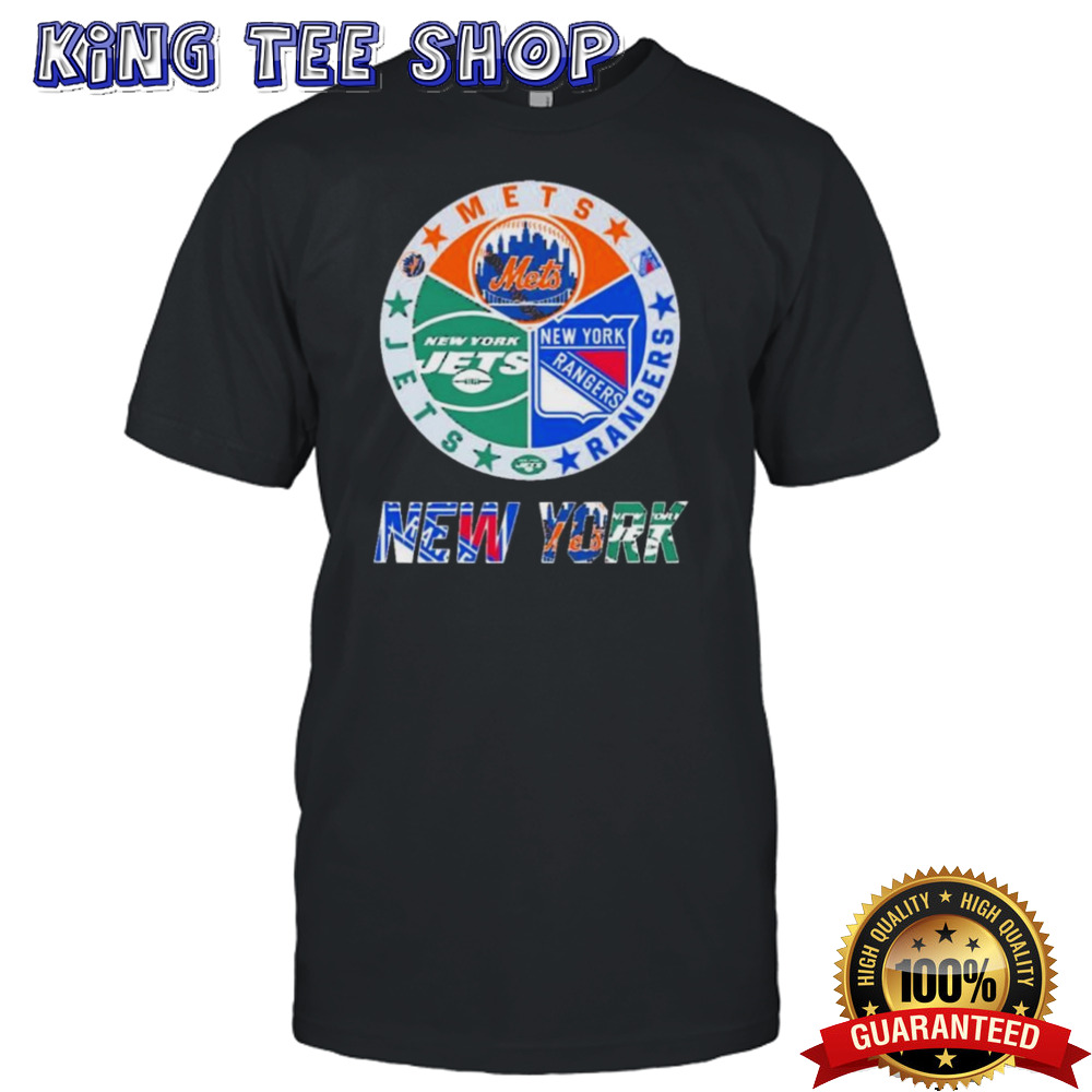 New York Sports Team Mets, Rangers And Jets 2024 Logo Tee