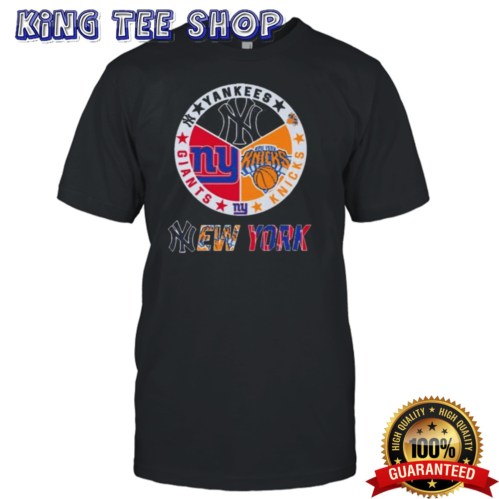 New York Sports Team Yankees, Knicks And Giants 2024 Logo Tee