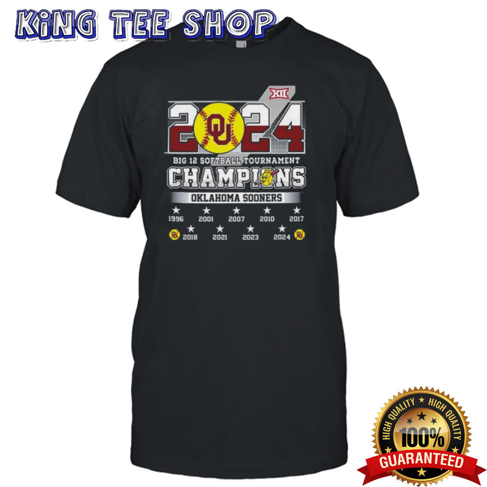 Oklahoma Sooners Big 12 Softball Tournament 2024 Champions 1996-2024 Tee