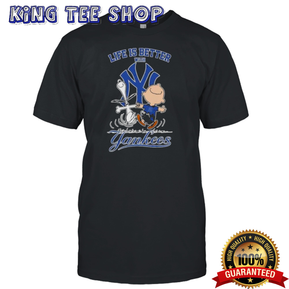 Peanuts Snoopy And Charlie Brown Life Is Better With New York Yankees Tee