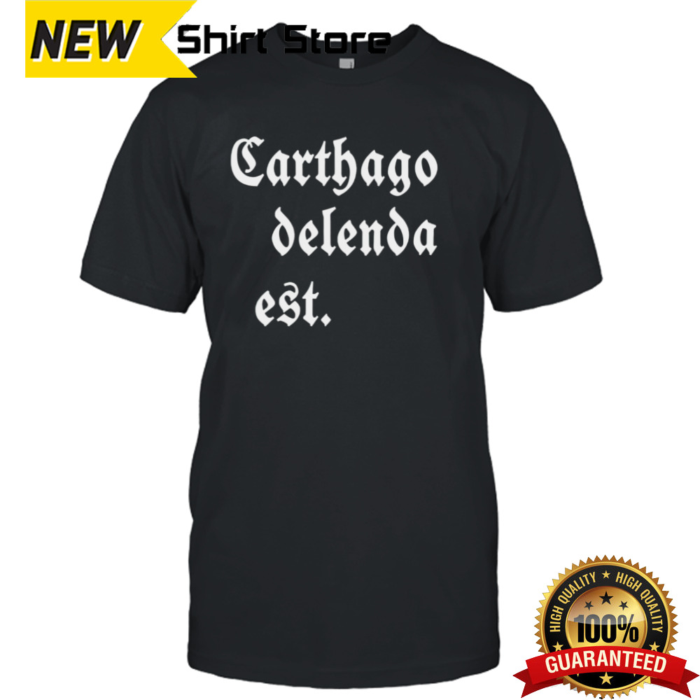 Zuck Bucks wearing carthago delenda est shirt