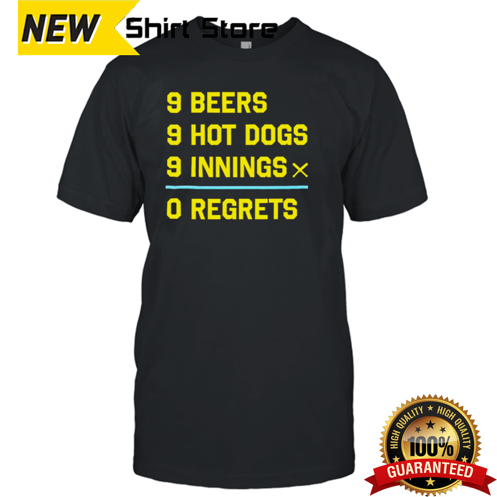 Tampa Bay Baseball 9 beers 9 hot 9 dogs innings 0 regrets shirt